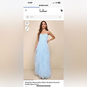 Beautiful Blue Strapless Ruched Ruffled Maxi Dress-Never Worn!New with Tags